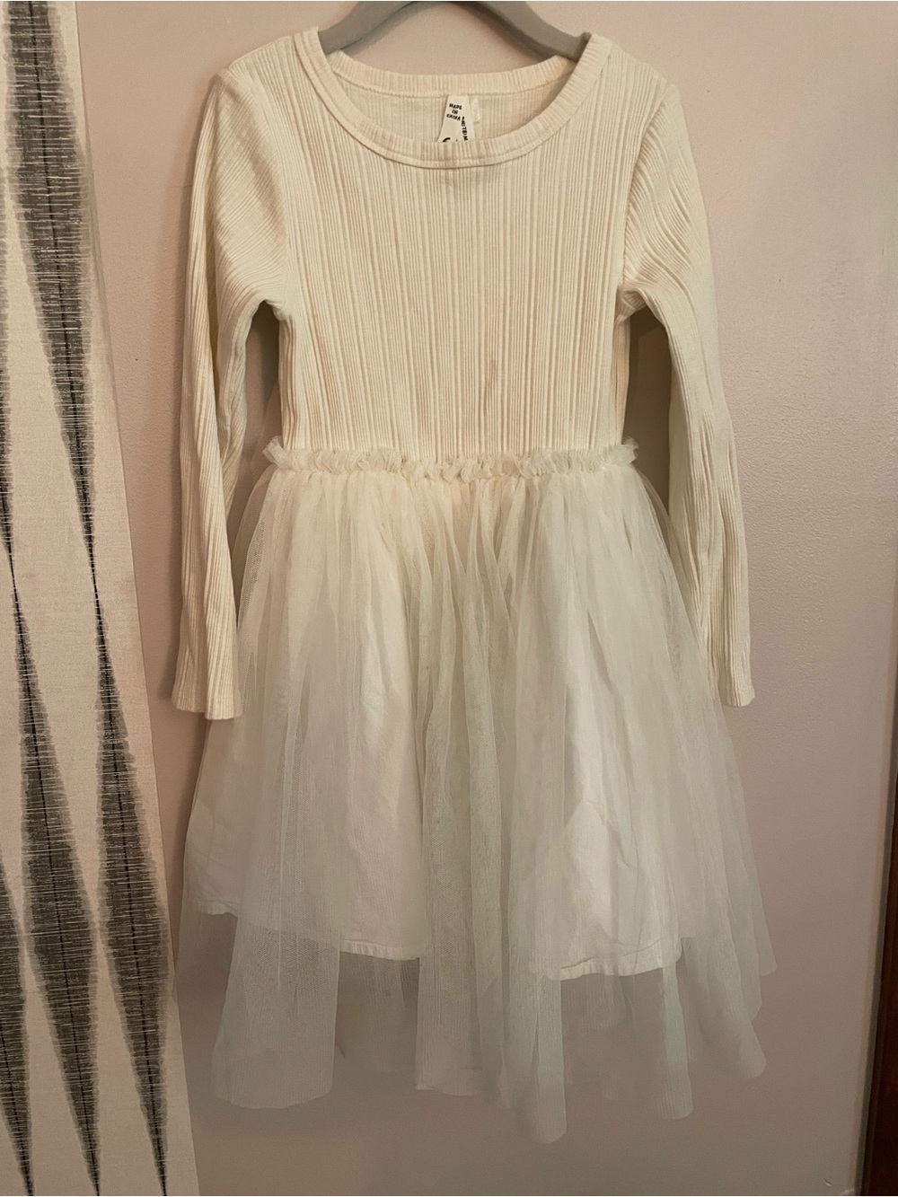 Cotton On Kids Girls Cream Long-Sleeve Tulle Dress ‘made for twirling’!